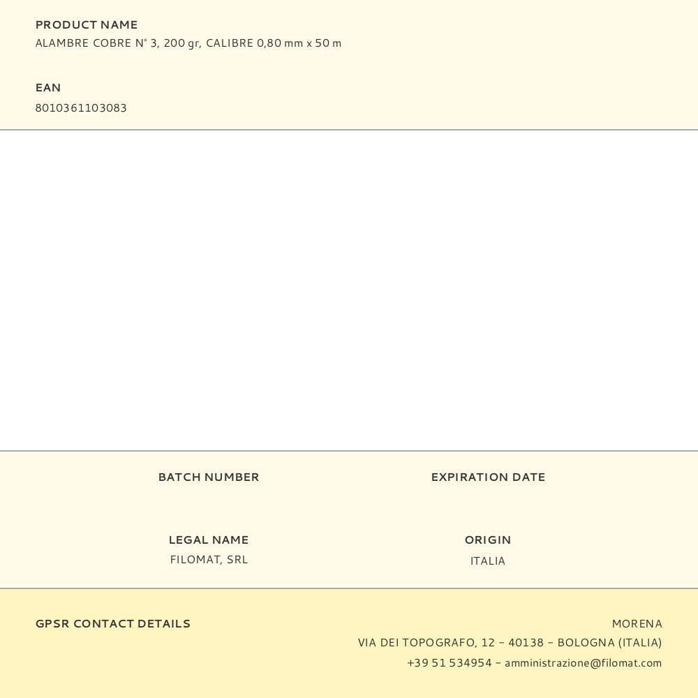 ALAMBRE COBRE N° 3, 200 gr, CALIBRE 0,80 mm x 50 m gallery 0