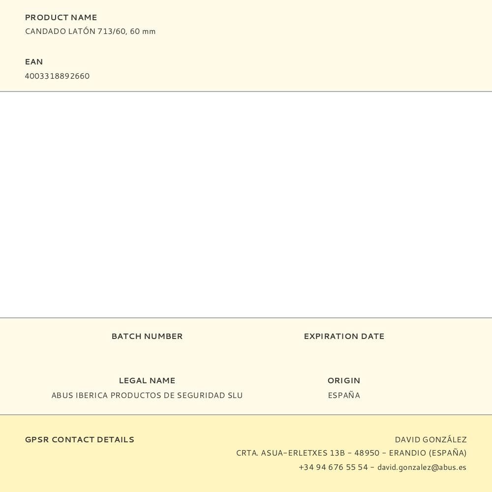 CANDADO LATÓN 713/60, 60 mm gallery 0