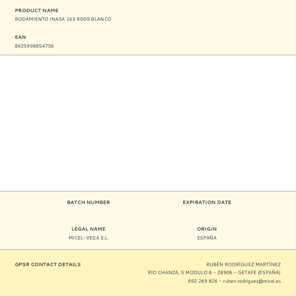 RODAMIENTO INASA 163 RD09 BLANCO gallery 2