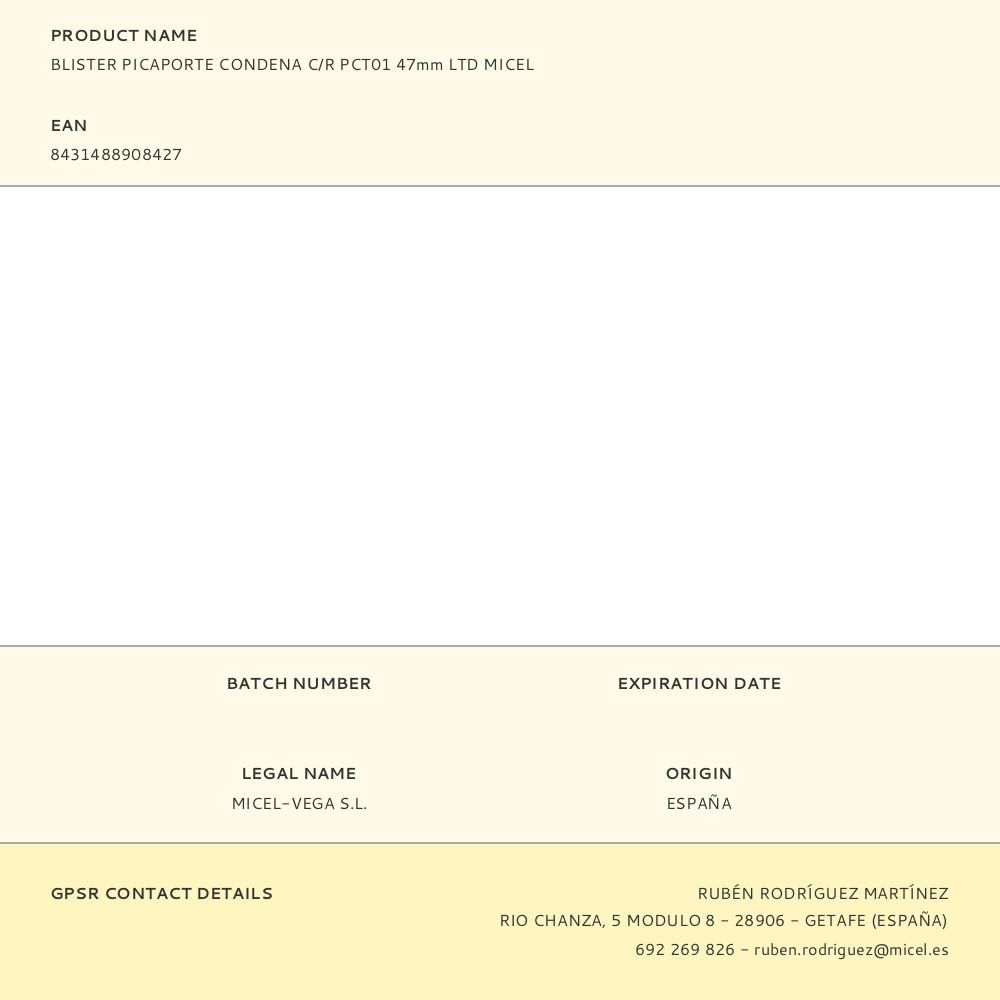 BLISTER PICAPORTE CONDENA C/R PCT01 47mm LTD MICEL gallery 1