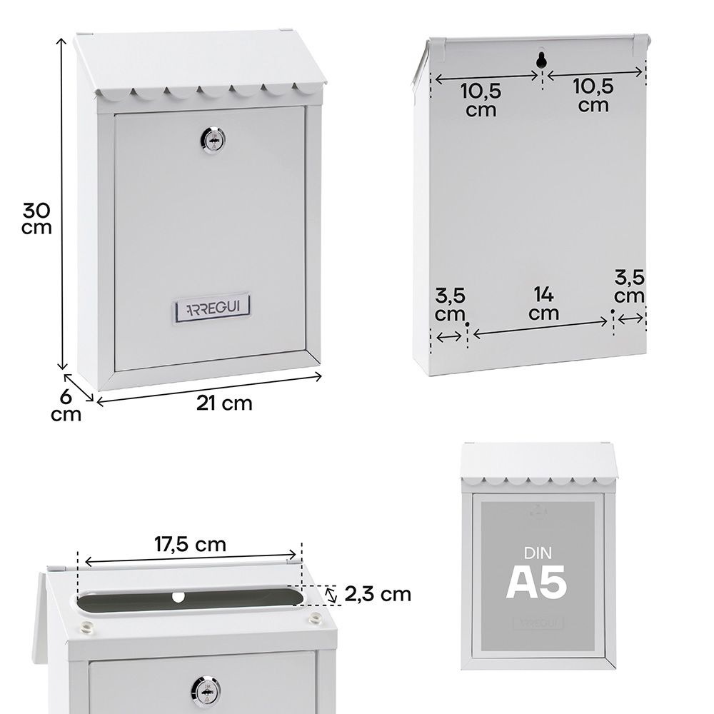 BUZÓN INDIVIDUAL EXTERIOR, PEQUEÑO, CIVIC, ACERO, BLANCO, 21,6 x 8 x 30 cm gallery 3