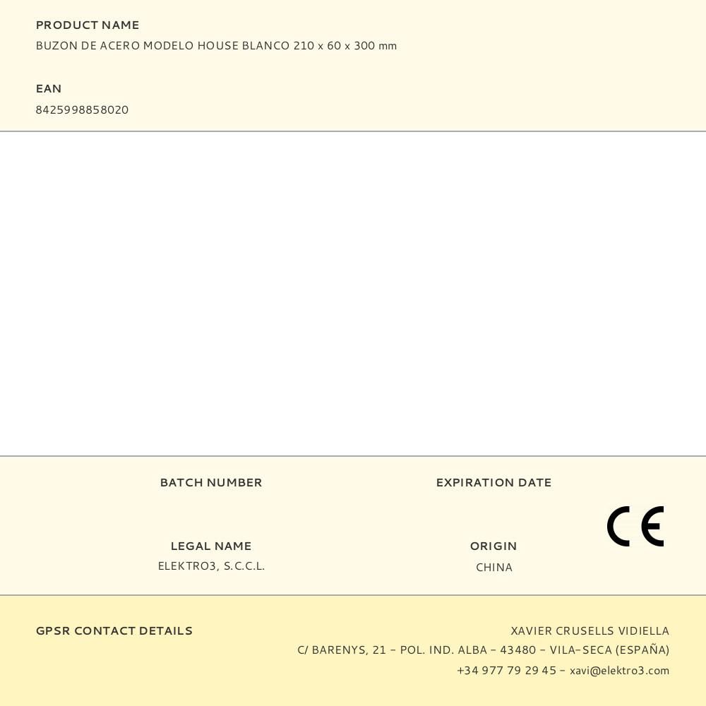 BUZON DE ACERO MODELO HOUSE BLANCO 210 x 60 x 300 mm gallery 0