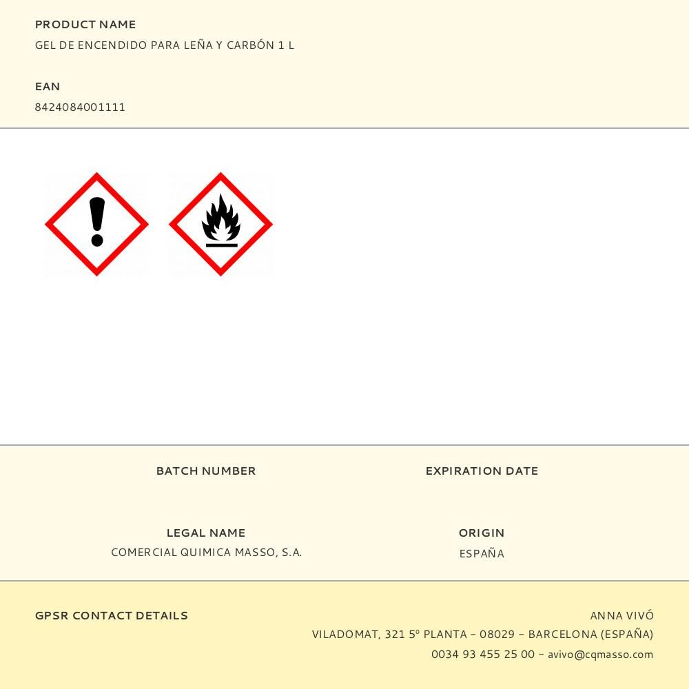 GEL DE ENCENDIDO PARA LEÑA Y CARBÓN 1 L gallery 0