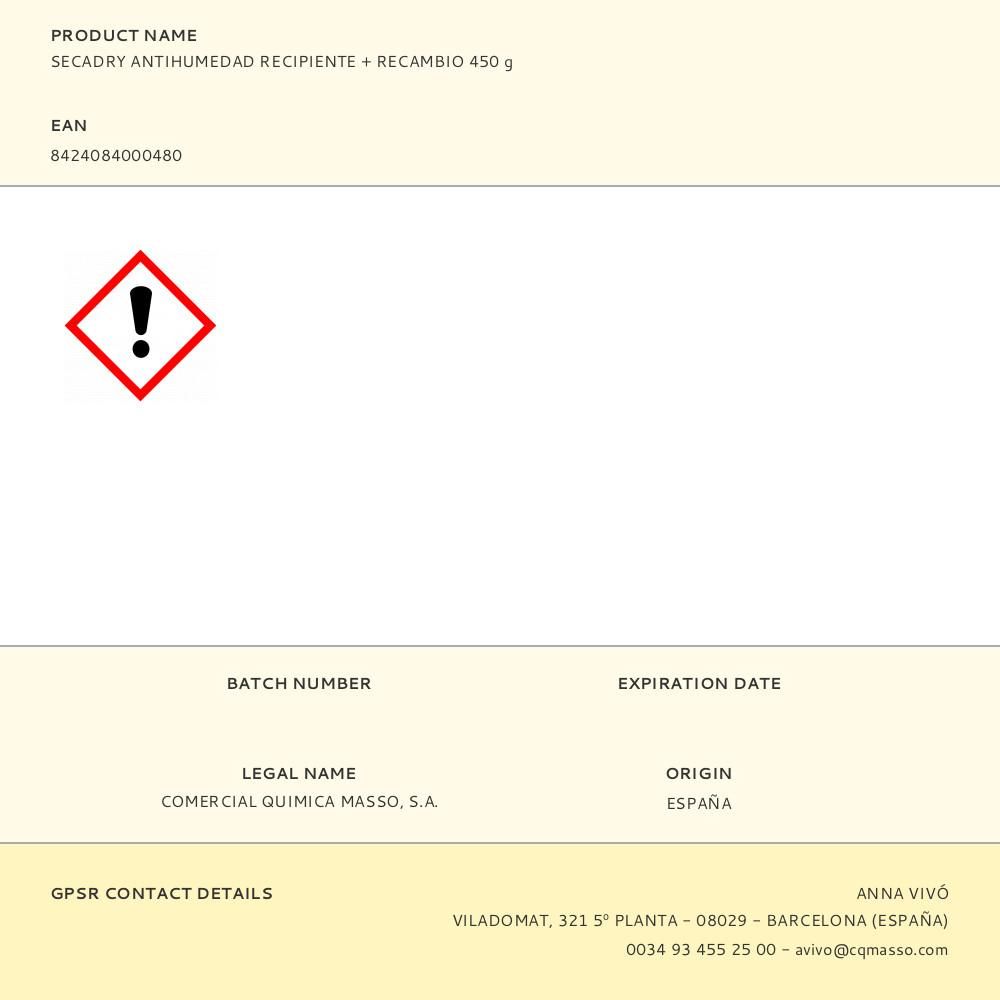 SECADRY ANTIHUMEDAD RECIPIENTE + RECAMBIO 450 g gallery 0