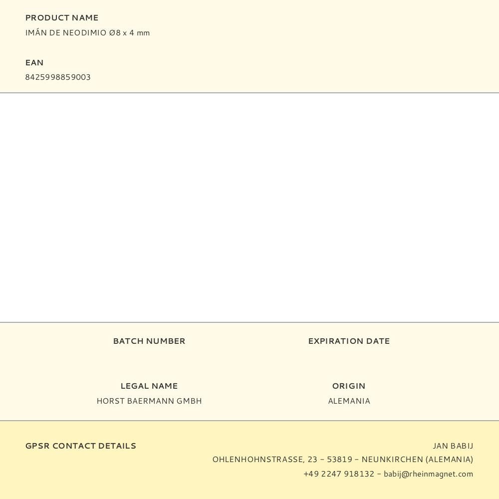 IMÁN DE NEODIMIO Ø8 x 4 mm gallery 0