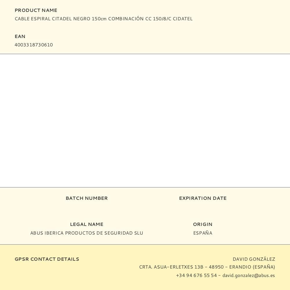 CABLE ESPIRAL CITADEL NEGRO 150cm COMBINACIÓN CC 150/8/C CIDATEL gallery 0