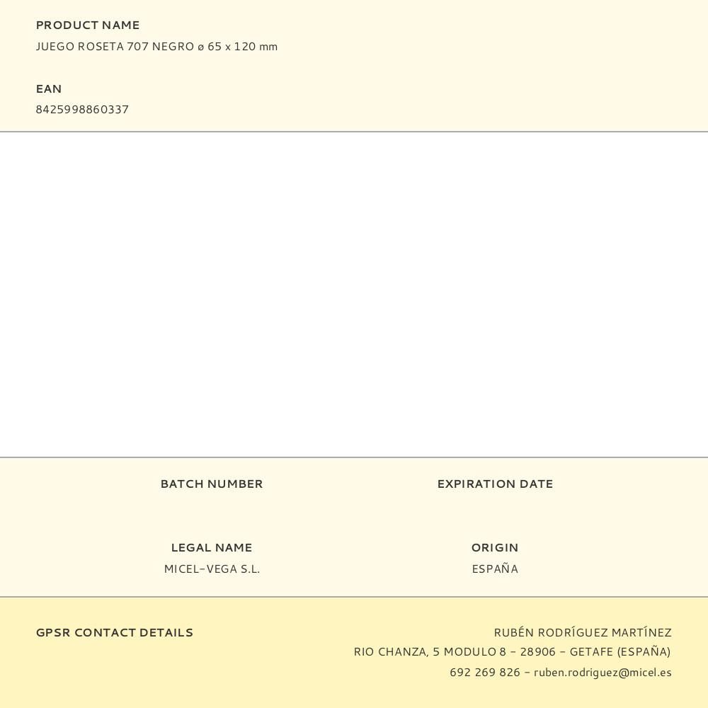 JUEGO ROSETA 707 NEGRO ø 65 x 120 mm gallery 3