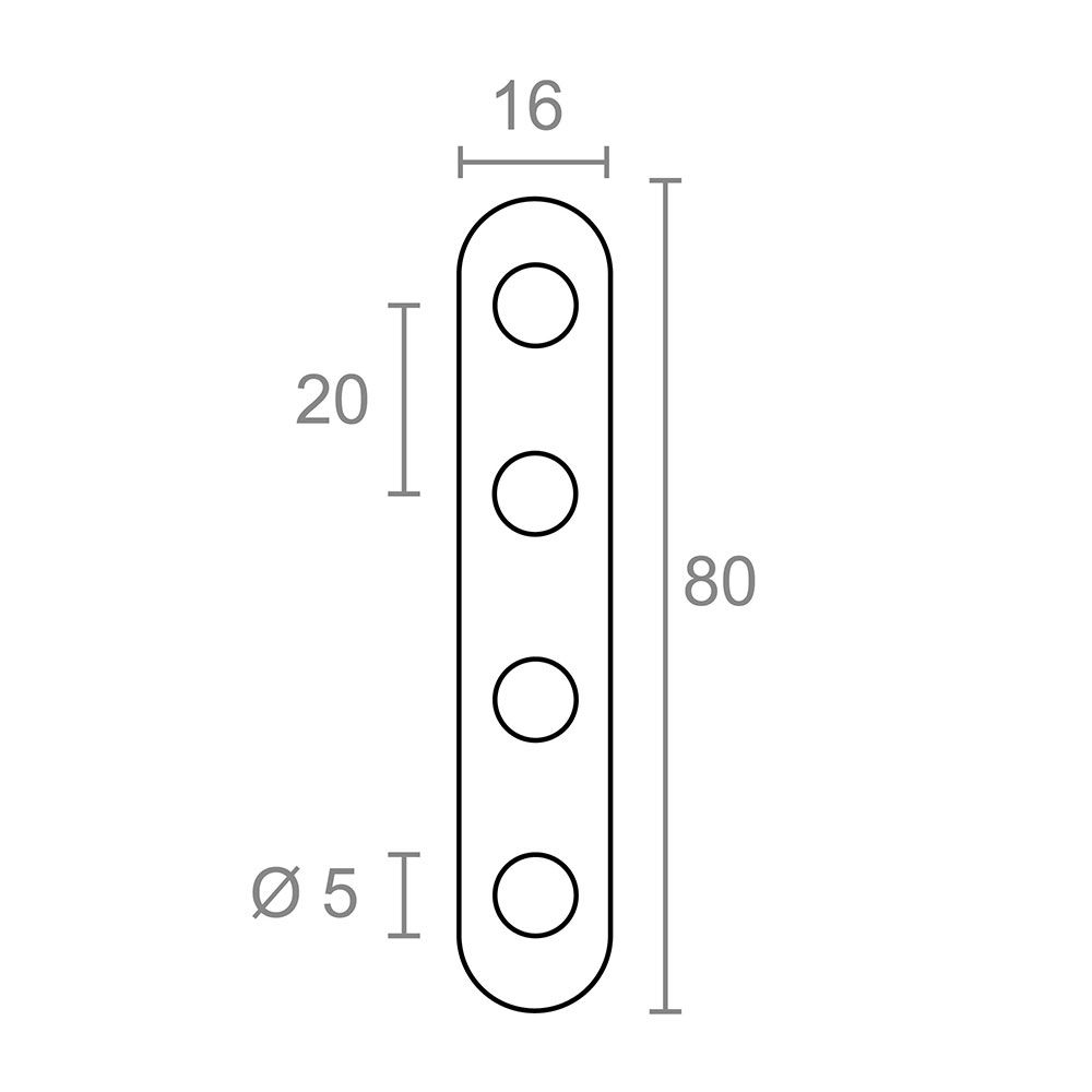 PLACA RECTA UNIÓN PLC14, ACERO INOXIDABLE, 80 x 16 x 2 mm. 4 unidades gallery 1