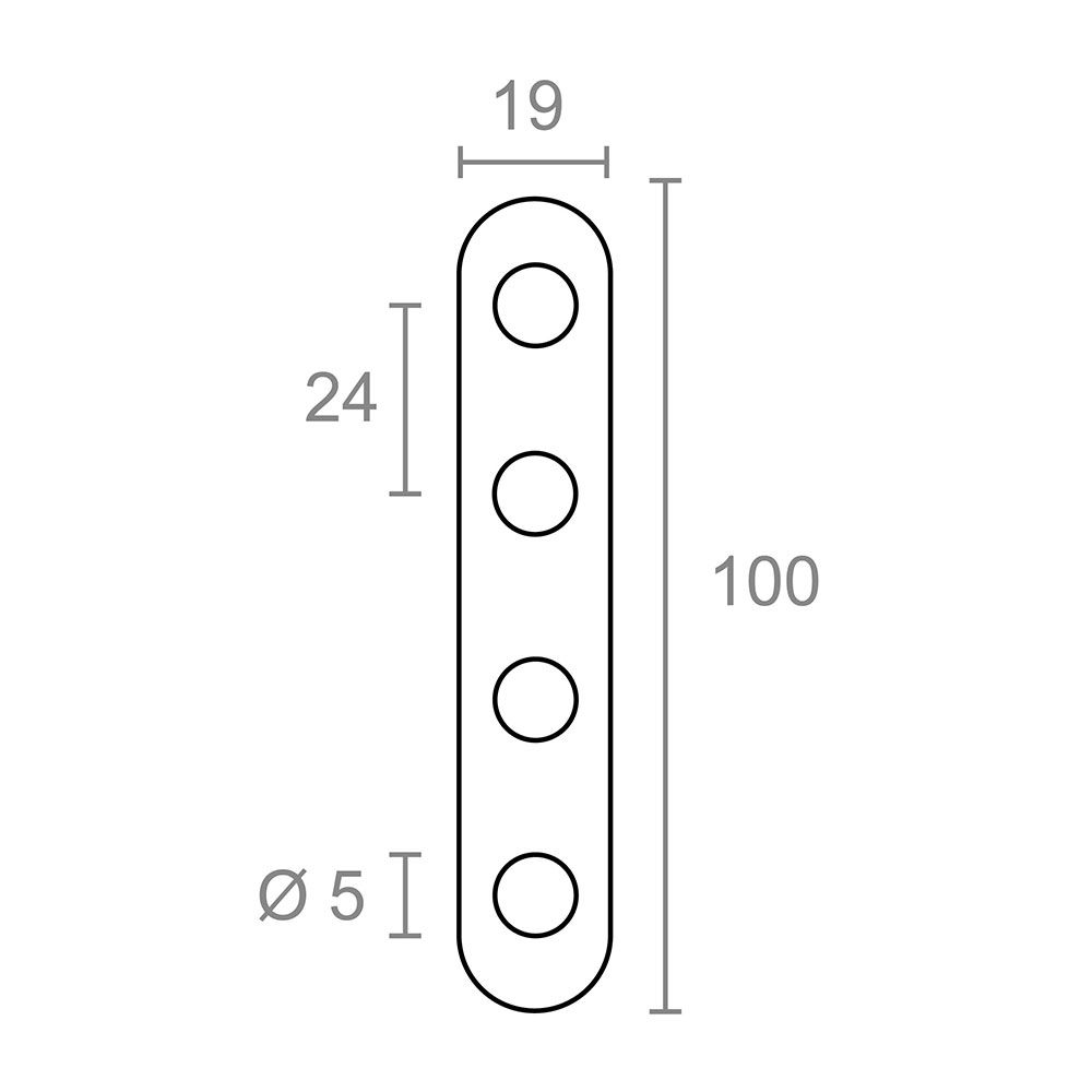 PLACA RECTA UNIÓN PLC14, ACERO INOXIDABLE, 100 x 19 x 2 mm. 4 unidades gallery 1