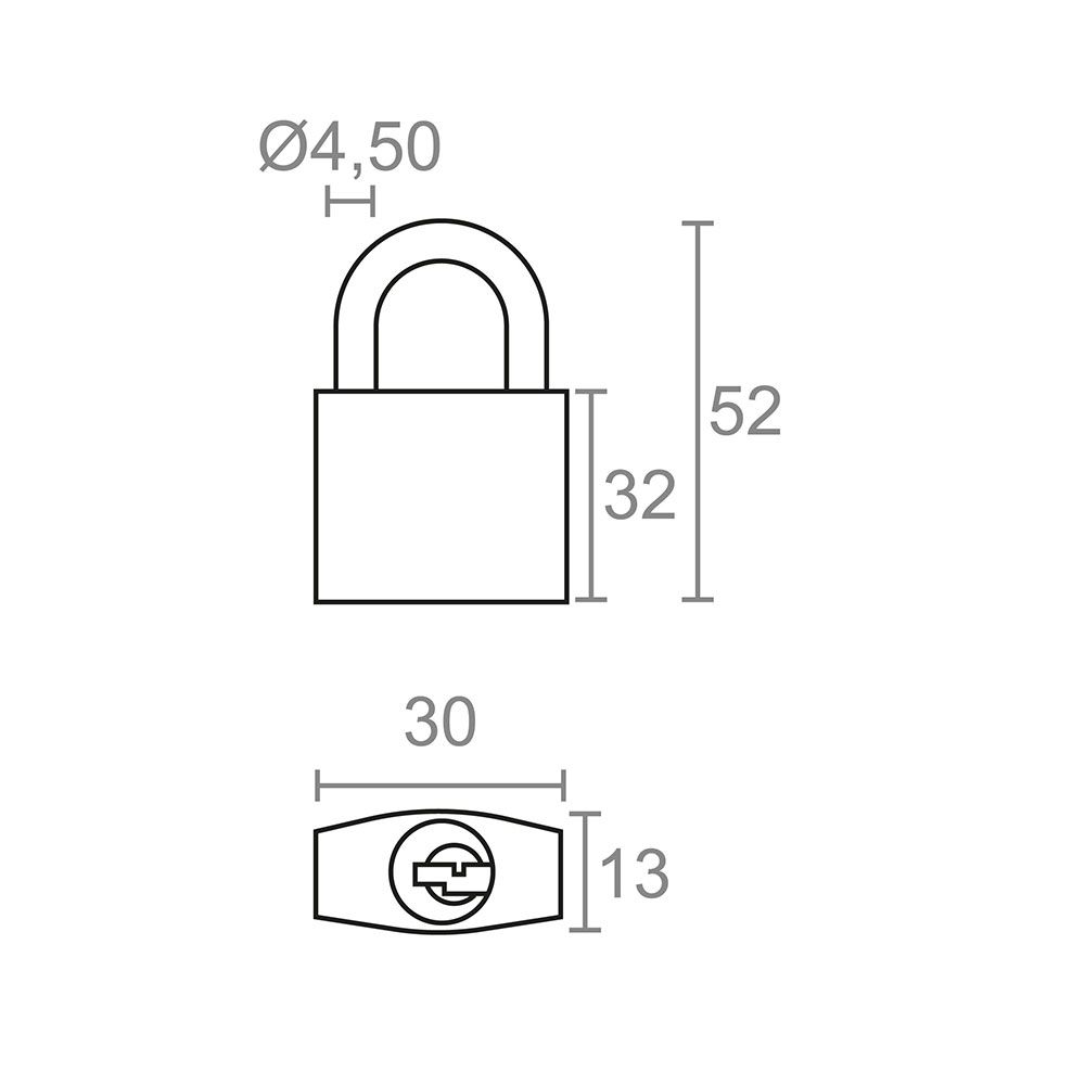 CANDADO DE ARCO NORMAL BASIC CN17, LATÓN, 30 mm gallery 1