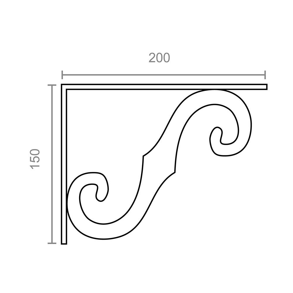 ESCUADRA ORNAMENTAL PLM05 NEGRO 200 x 150 mm gallery 0