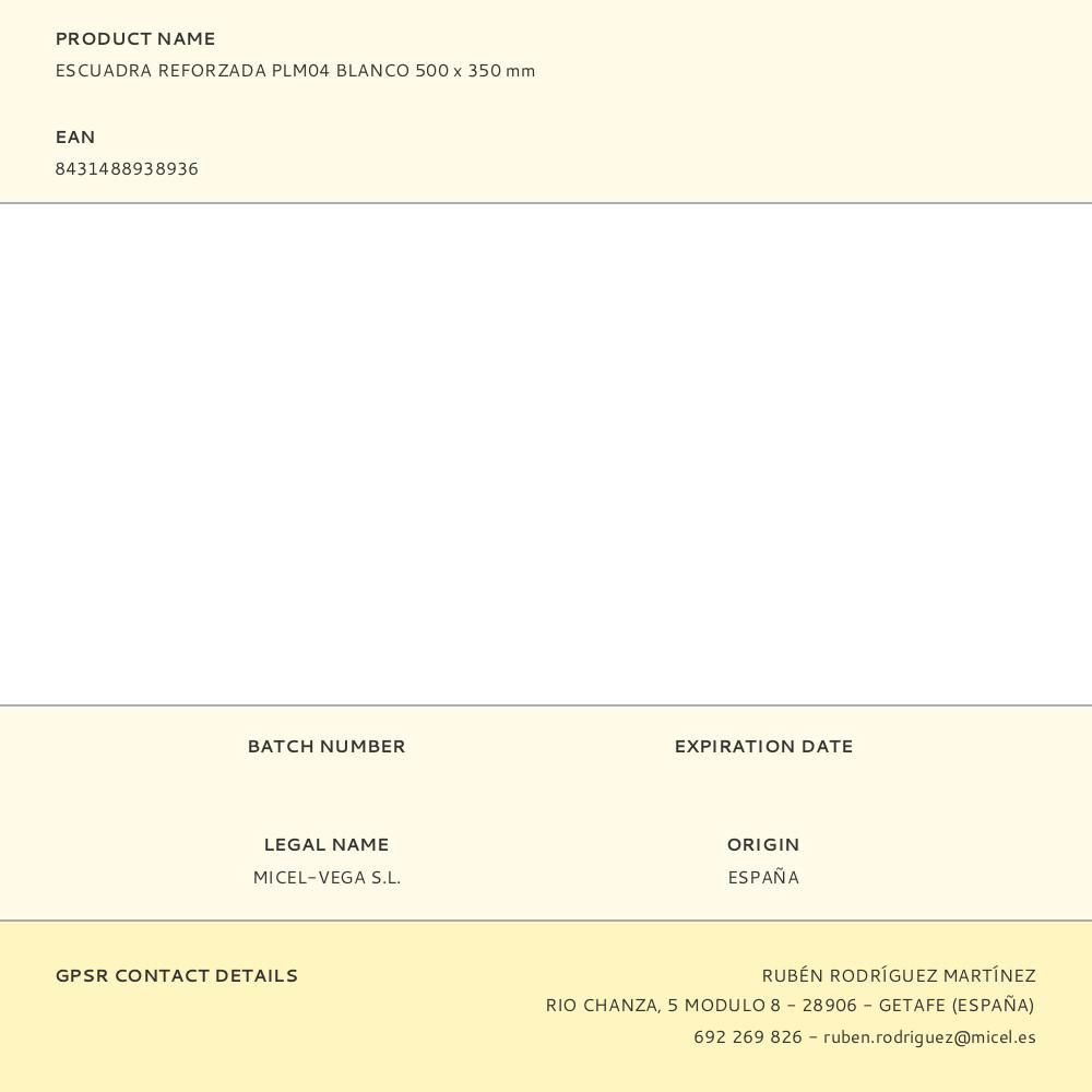 ESCUADRA REFORZADA PLM04 BLANCO 500 x 350 mm gallery 1