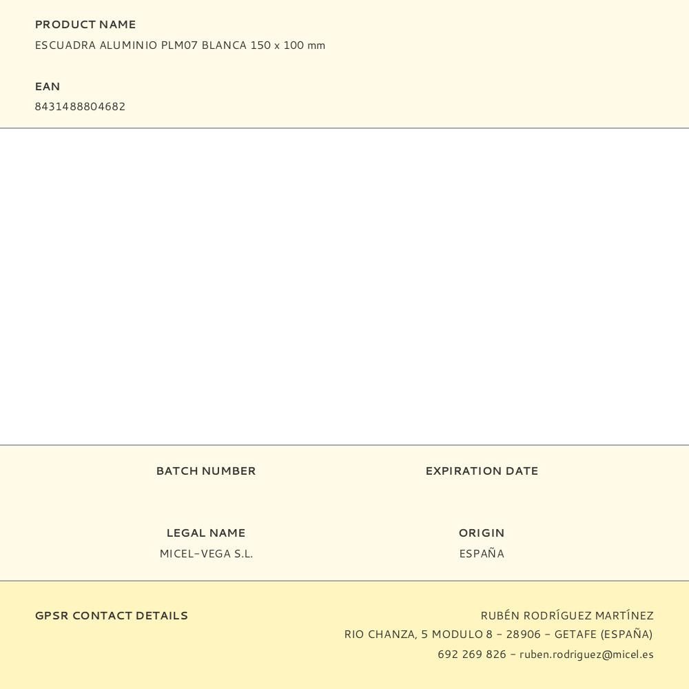 ESCUADRA ALUMINIO PLM07 BLANCA 150 x 100 mm gallery 2