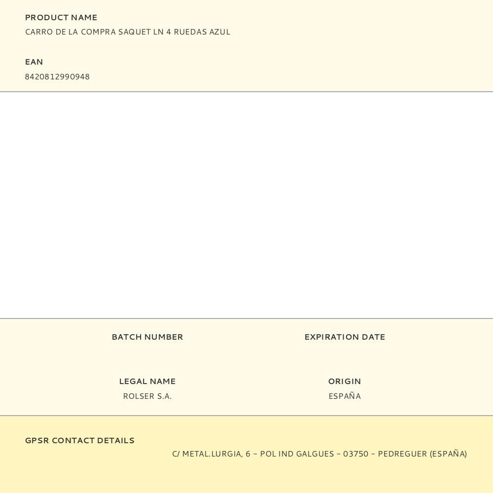 CARRO DE LA COMPRA SAQUET LN 4 RUEDAS AZUL gallery 7