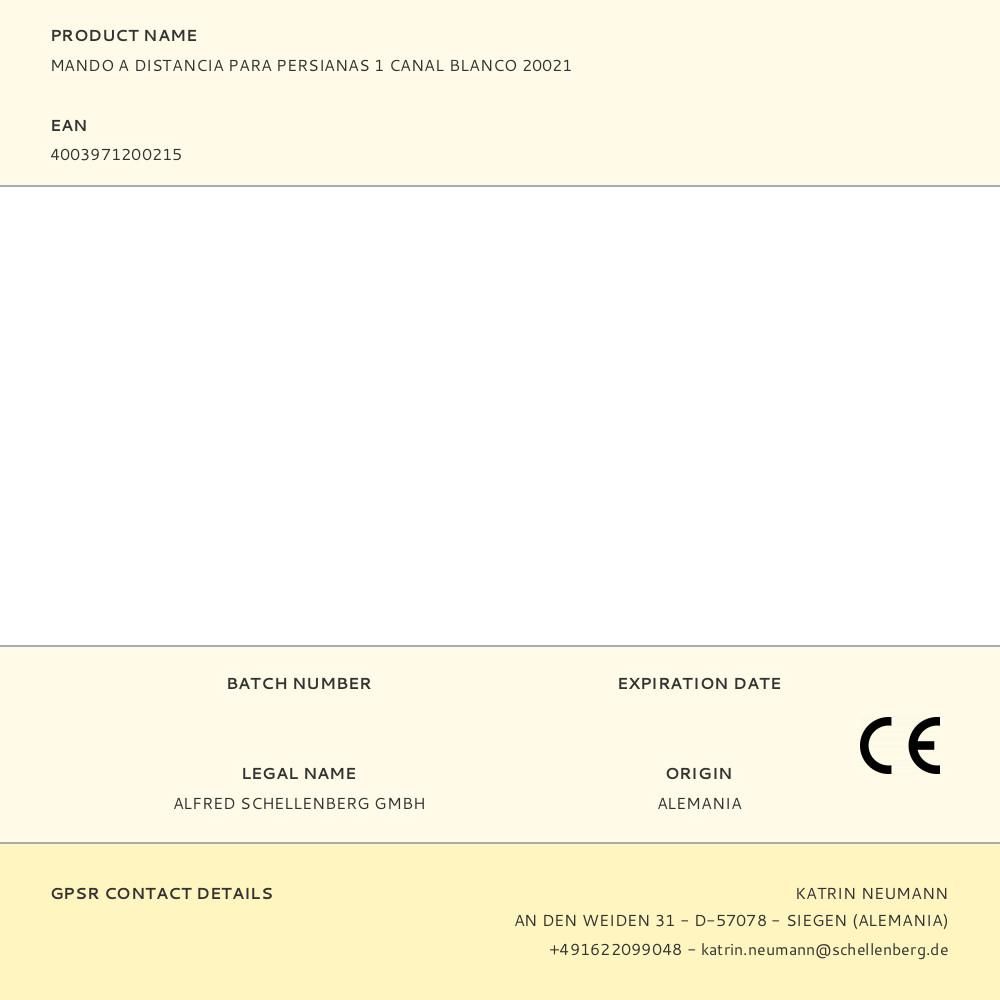 MANDO A DISTANCIA PARA PERSIANAS 1 CANAL BLANCO 20021 gallery 3