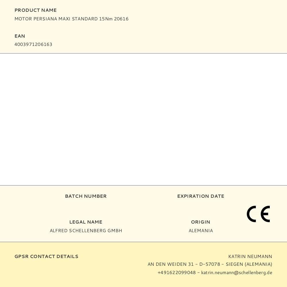 MOTOR PERSIANA MAXI STANDARD 15Nm 20616 gallery 1