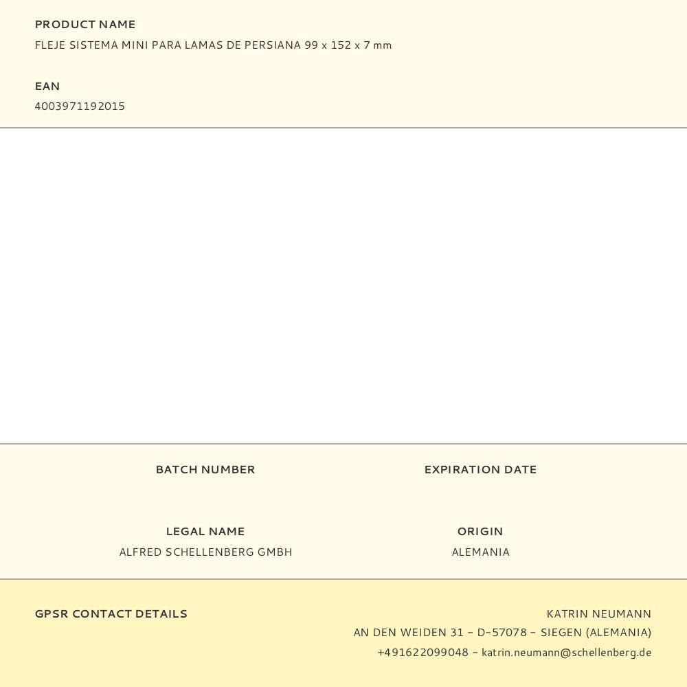 FLEJE SISTEMA MINI PARA LAMAS DE PERSIANA 99 x 152 x 7 mm gallery 0