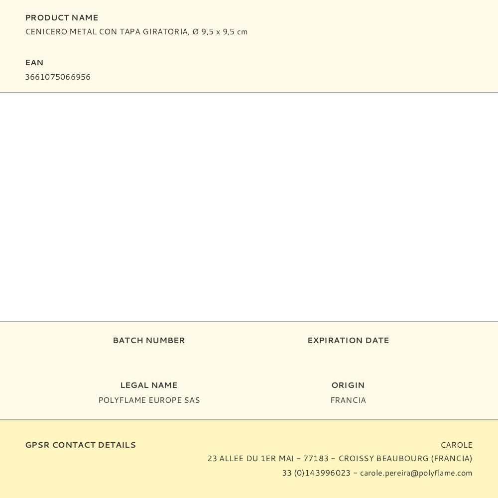 CENICERO METAL CON TAPA GIRATORIA, Ø 9,5 x 9,5 cm gallery 3