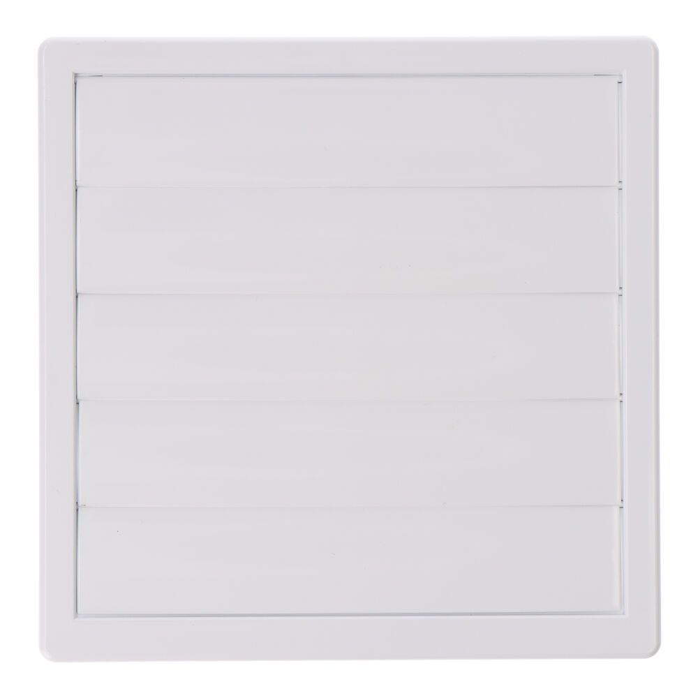 REJILLA VENTILACIÓN CUADRADA EMPOTRABLE CON LAMAS MÓVILES 170x170mm ENCLAVAMIENTO Ø100MM ABS BLANCA
