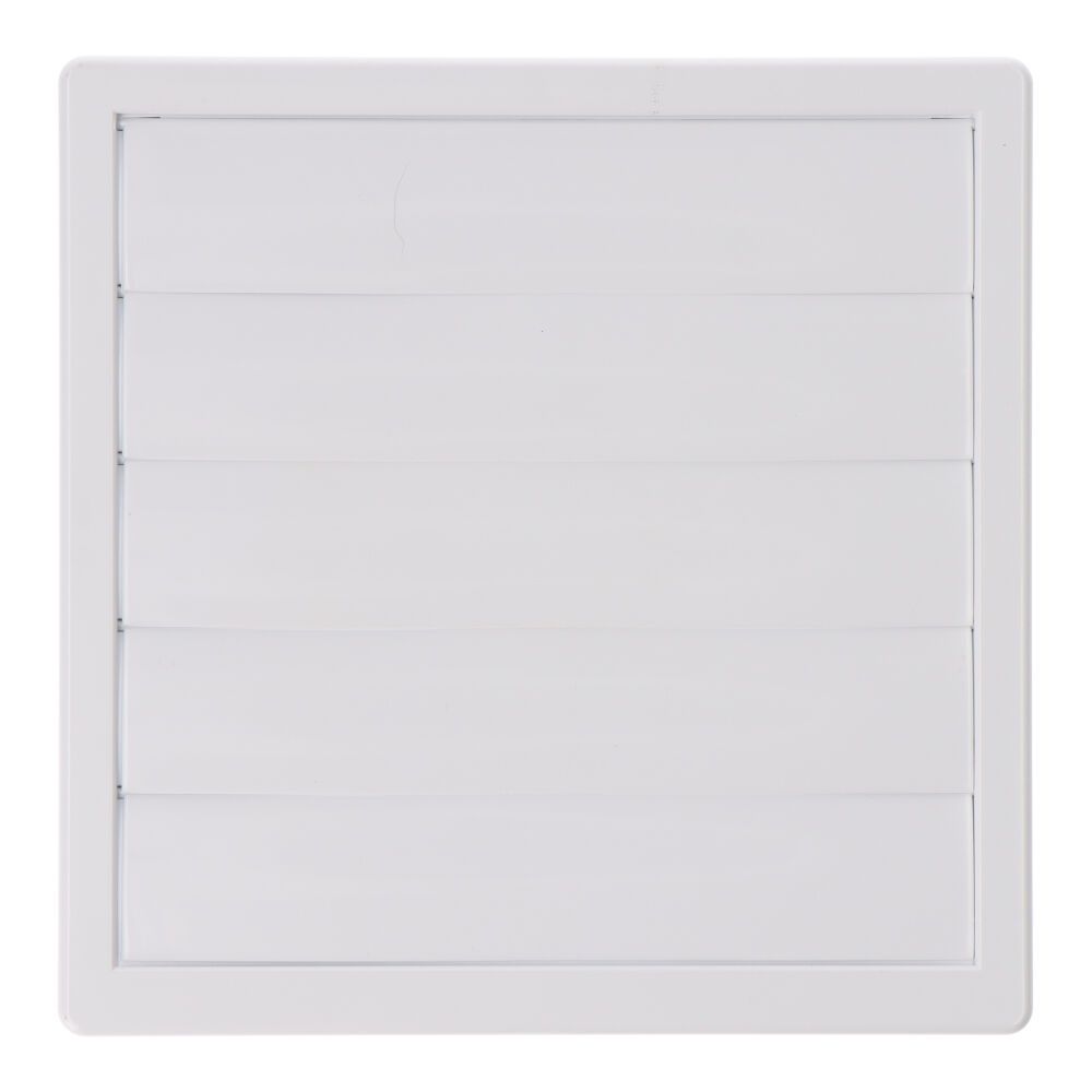 REJILLA VENTILACIÓN CUADRADA EMPOTRABLE CON LAMAS MÓVILES 170x170mm ENCLAVAMIENTO Ø120MM ABS BLANCA