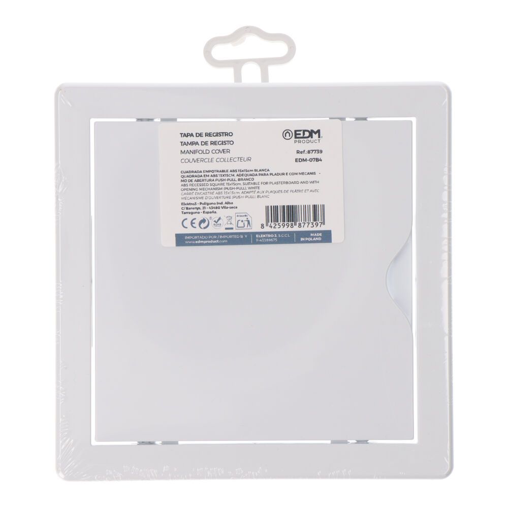 TAPA DE REGISTRO CUADRADA EMPOTRABLE ABS 15x15cm BLANCA gallery 1