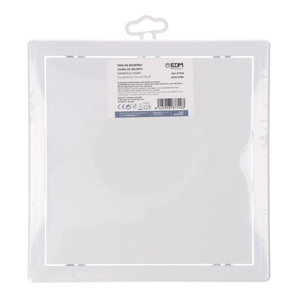 TAPA DE REGISTRO CUADRADA EMPOTRABLE ABS 20x20cm BLANCA gallery 1