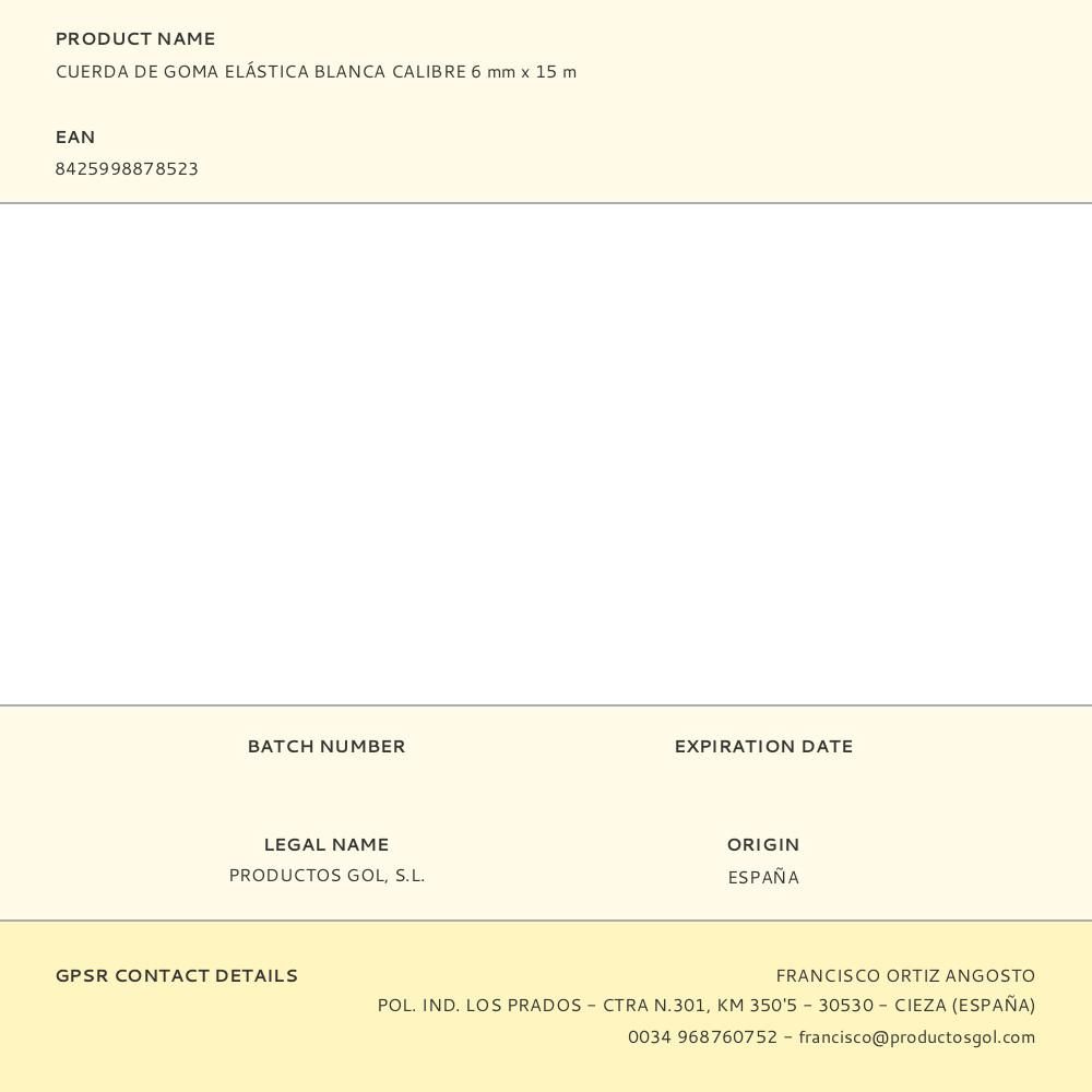 CUERDA DE GOMA ELÁSTICA BLANCA CALIBRE 6 mm x 15 m gallery 0