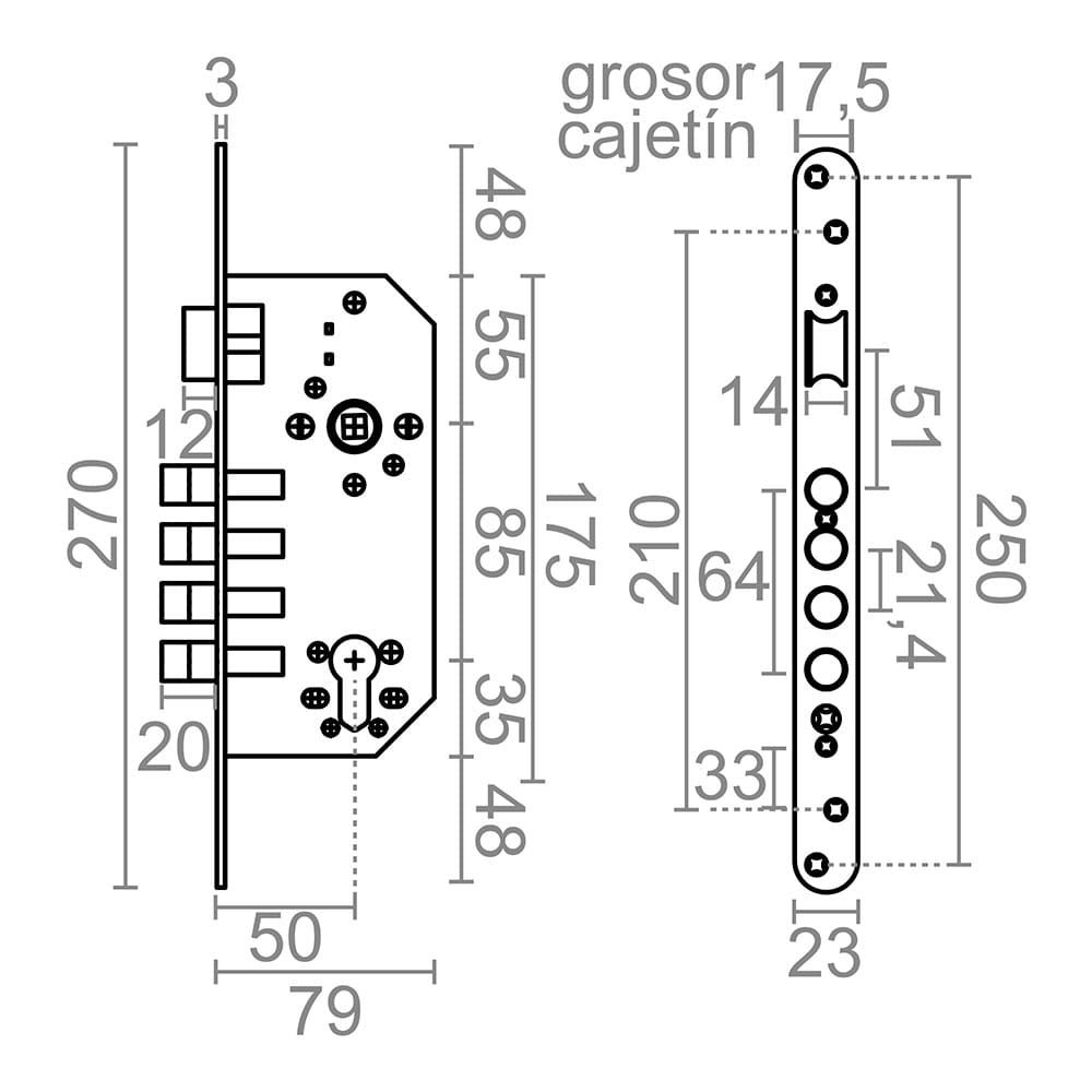 CERRADURA EMBUTIR C/R CRE07 50/85 mm NEGRA gallery 0