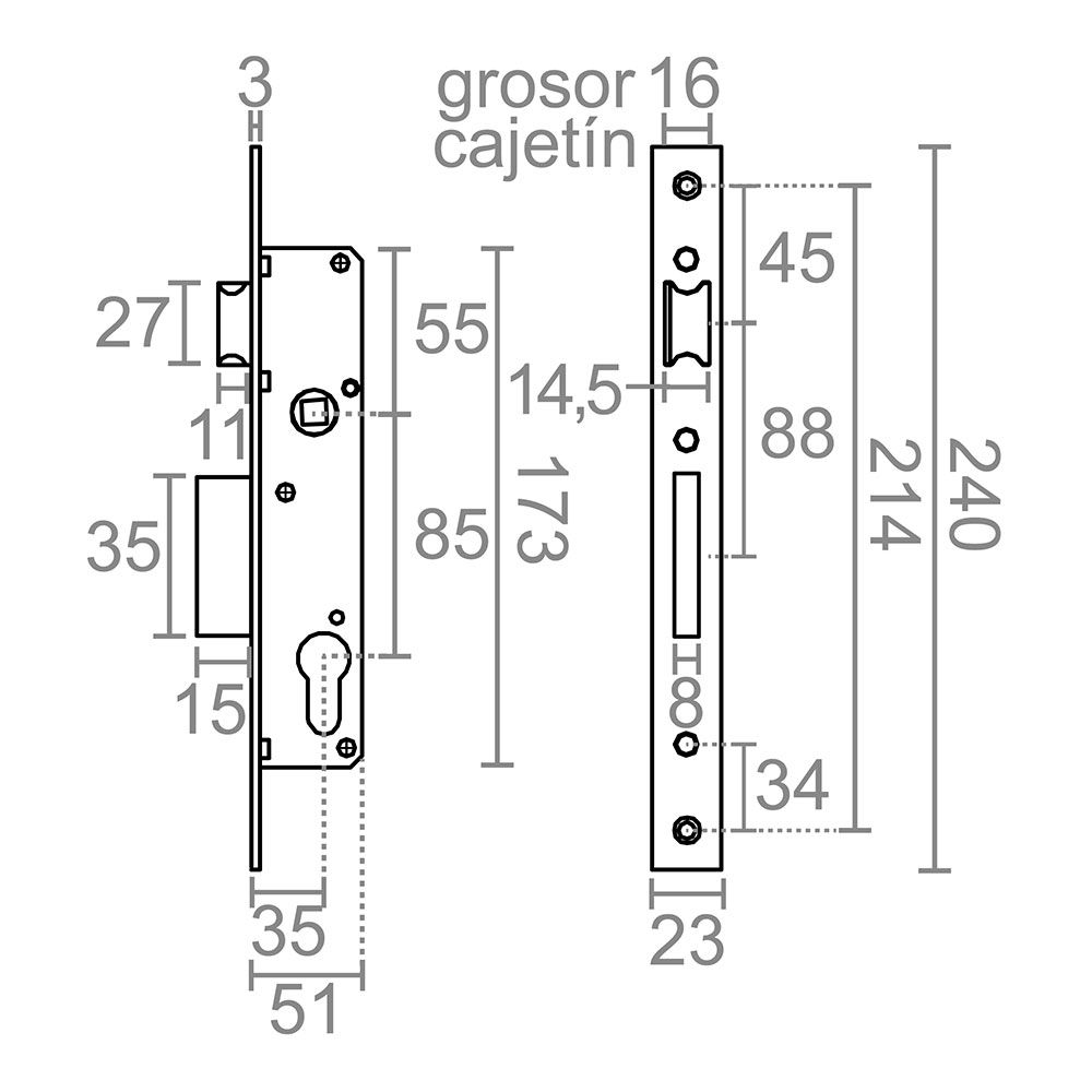 CERRADURA EMBUTIR C/C CRE08 35/85 mm INOX gallery 0