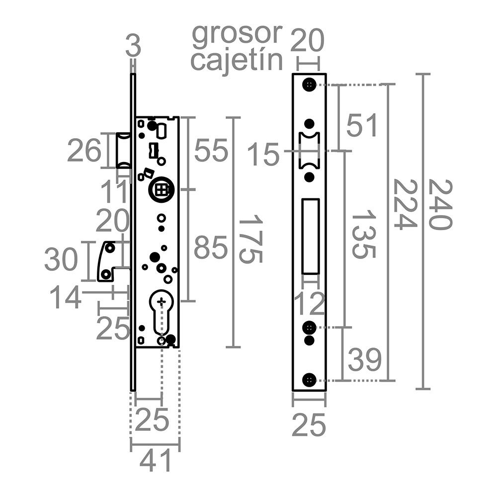CERRADURA EMBUTIR C/C CRE10 25/85 mm INOX gallery 0