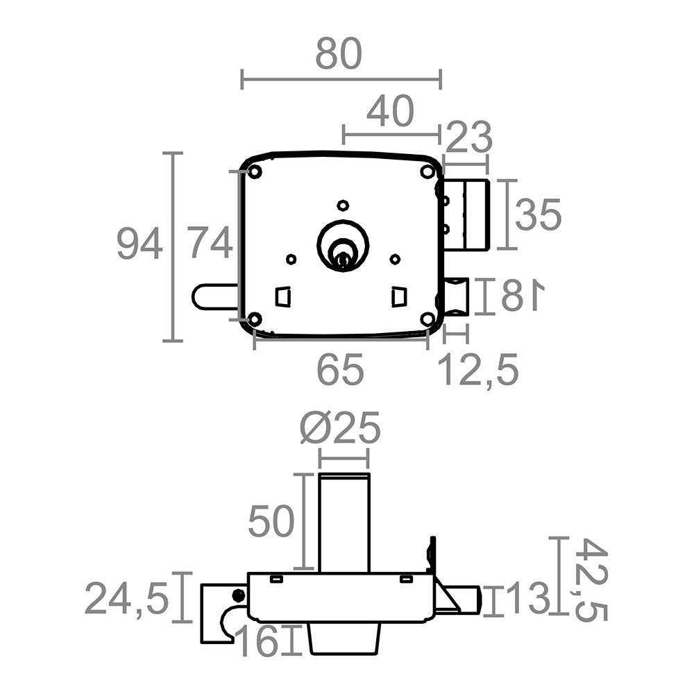 CERRADURA SOBREPONER CRS02 IZDA 40 x 80 mm PINTADO ORO gallery 2