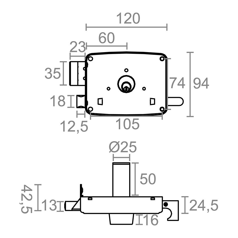CERRADURA SOBREPONER CRS02 DERECHA 60 x 120 mm PINTADO ORO gallery 3