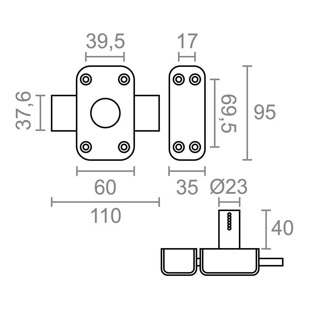 CERROJO SOBREPONER RULETA CRR15 PINTADO GRIS gallery 2