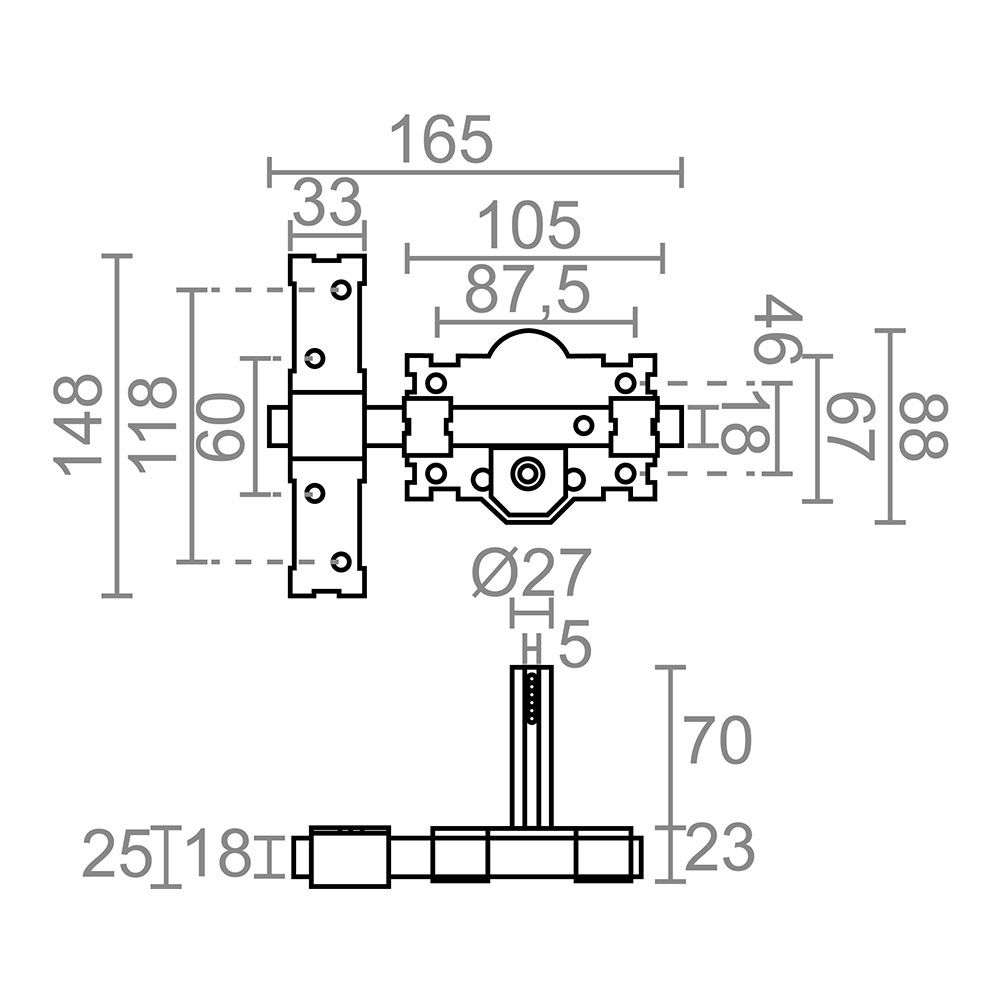 CERROJO SOBREPONER CRR06 105B/70 mm PINTADO GRIS gallery 2