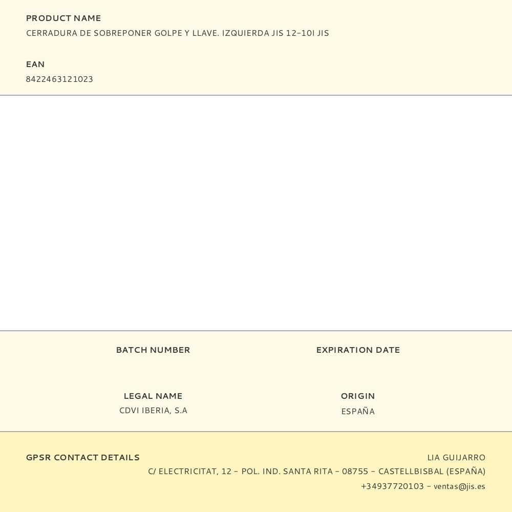 CERRADURA DE SOBREPONER GOLPE Y LLAVE. IZQUIERDA JIS 12-10I JIS gallery 1