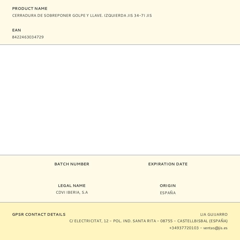 CERRADURA DE SOBREPONER GOLPE Y LLAVE. IZQUIERDA JIS 34-7I JIS gallery 1