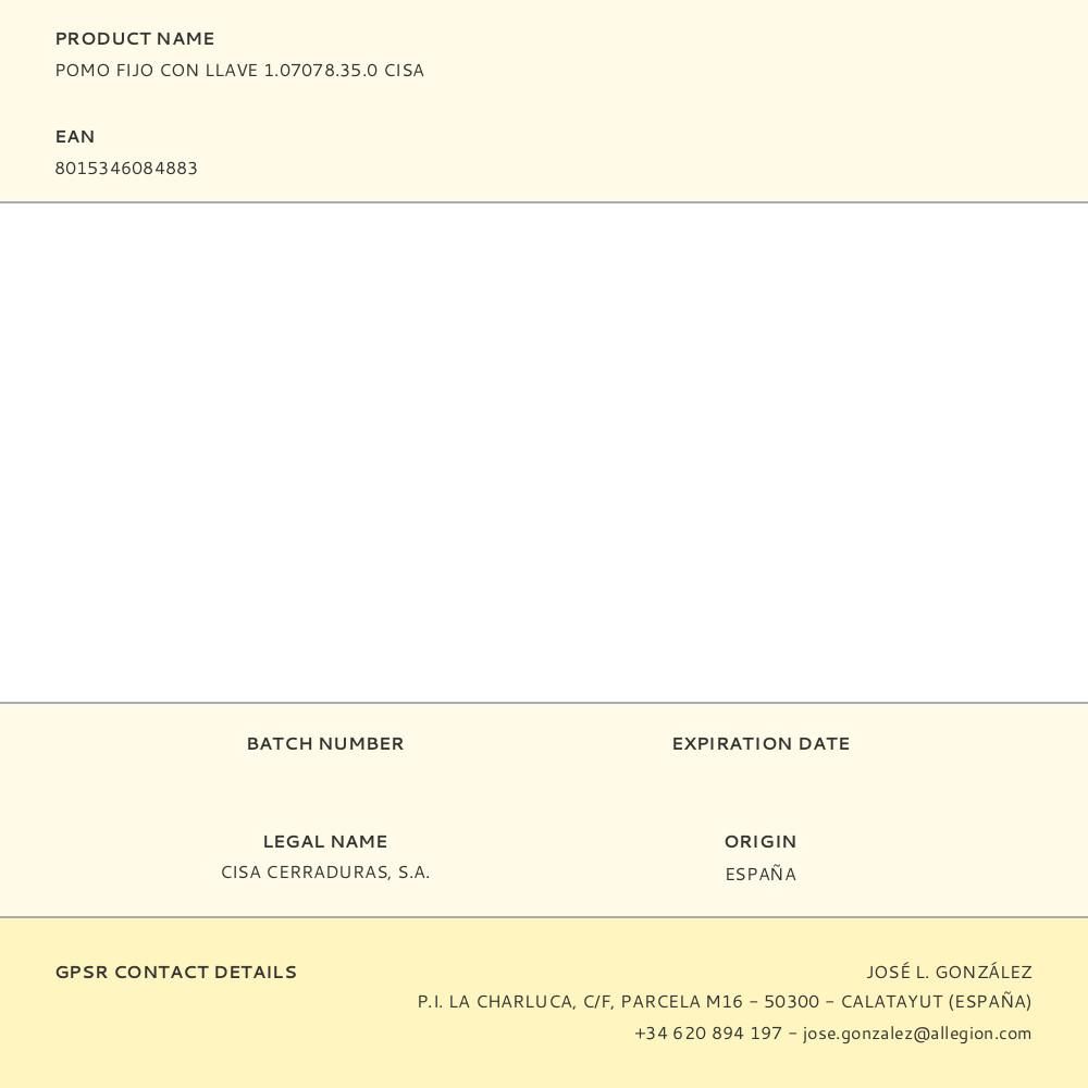 POMO FIJO CON LLAVE 1.07078.35.0 CISA gallery 0