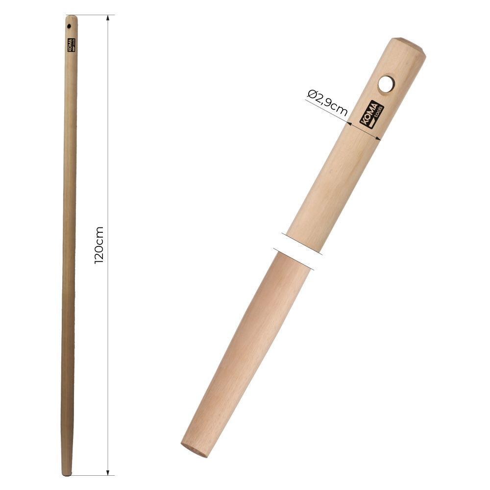 MANGO DE MADERA DE EUCALIPTUS PARA RASTRILLO, AMR1229, Ø2,9 cm x 120 cm