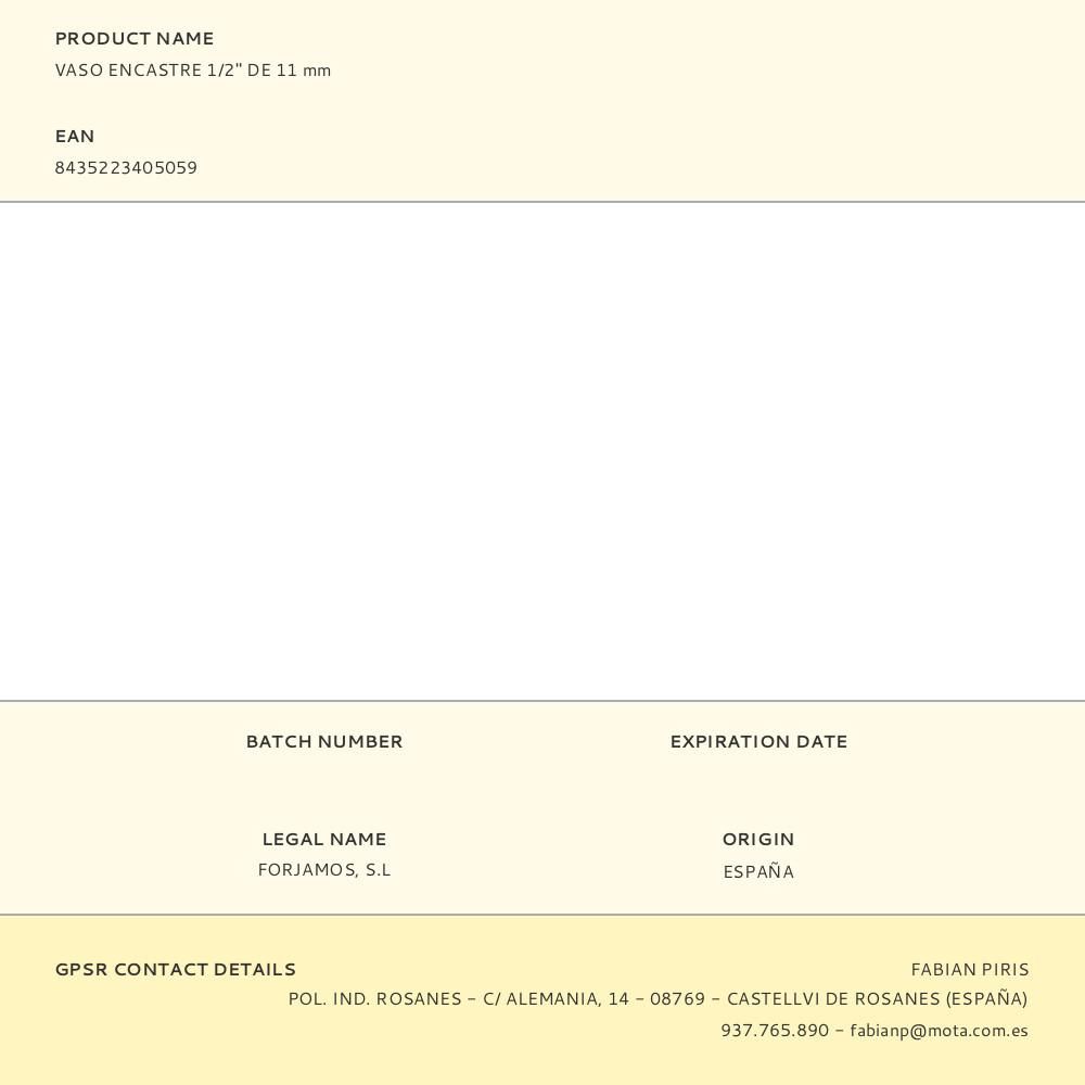 VASO ENCASTRE DE ½ pulg 11 mm gallery 0