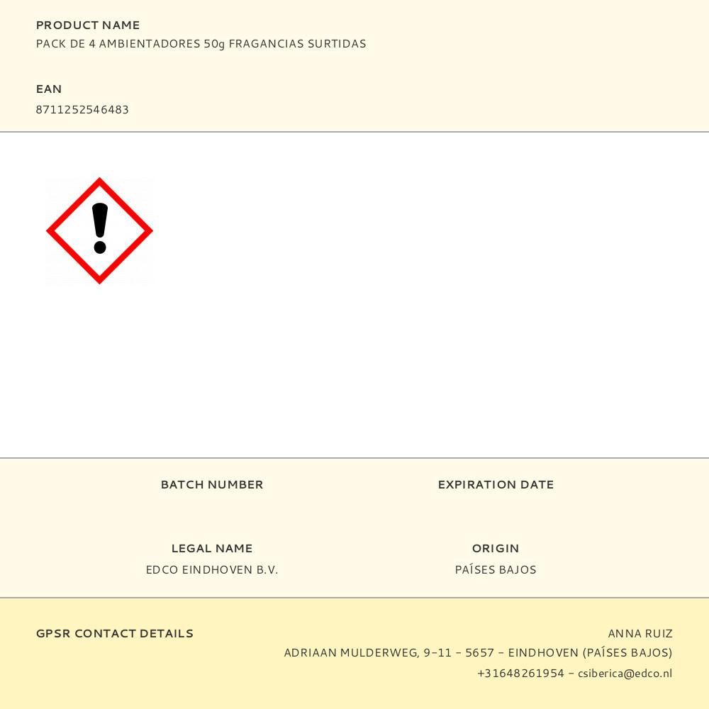 PACK DE 4 AMBIENTADORES 50g FRAGANCIAS SURTIDAS gallery 0