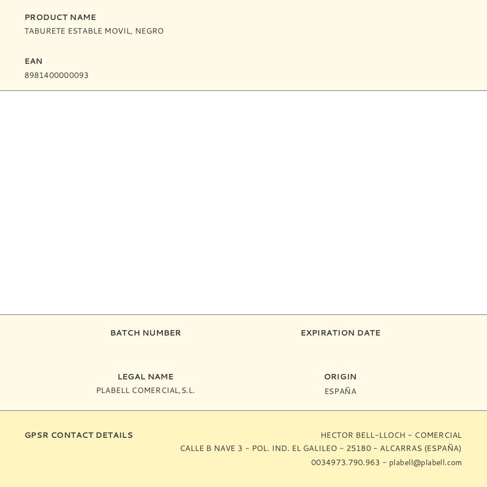 TABURETE ESTABLE MOVIL, NEGRO gallery 3