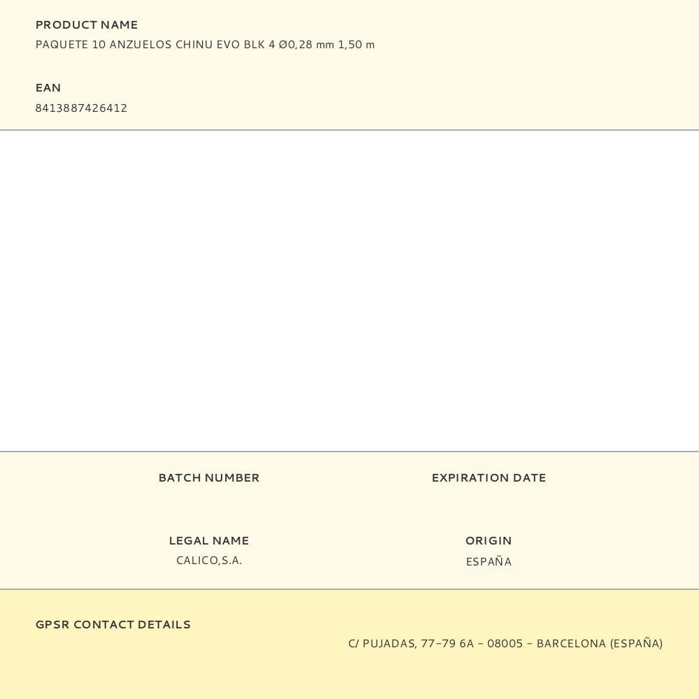 PAQUETE 10 ANZUELOS CHINU EVO BLK 4 Ø0,28 mm 1,50 m gallery 0