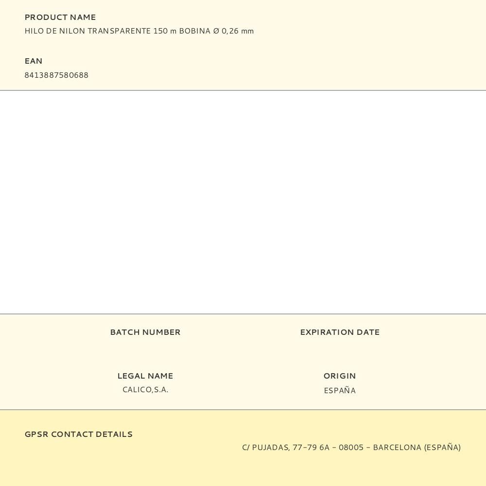 HILO DE NILON TRANSPARENTE 150 m BOBINA Ø 0,26 mm gallery 0