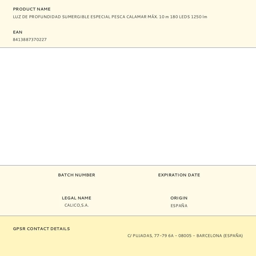 LUZ DE PROFUNDIDAD SUMERGIBLE ESPECIAL PESCA CALAMAR MÁX. 10 m 180 LEDS 1250 lm gallery 1