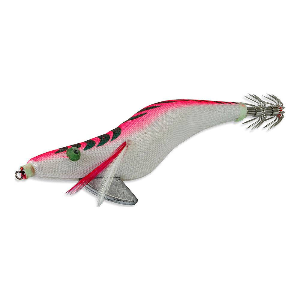 SEÑUELO ARTIFICIAL ESPECIAL PARA LA PESCA DEL CALAMAR Y LA SEPIA. 135 mm COLOR ROSA BARRIGA BLANCA