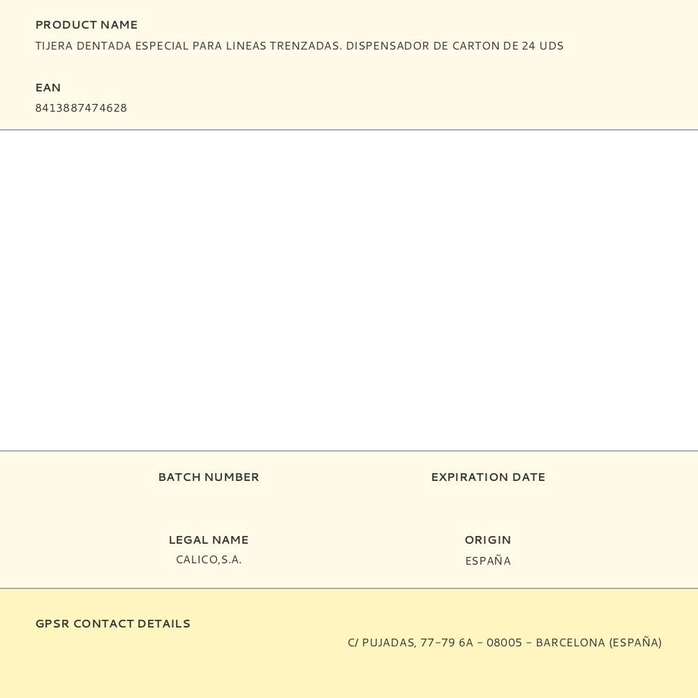 TIJERA DENTADA ESPECIAL PARA LINEAS TRENZADAS. DISPENSADOR DE CARTON DE 24 UDS gallery 0