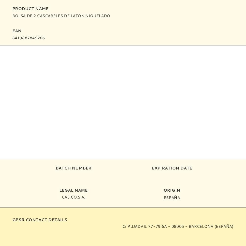 BOLSA DE 2 CASCABELES DE LATON NIQUELADO gallery 0