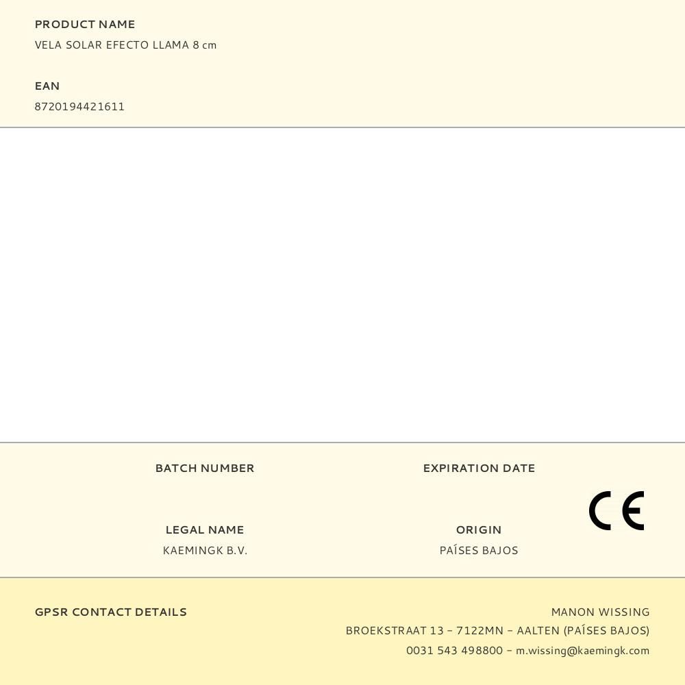 VELA SOLAR EFECTO LLAMA 8 cm gallery 0