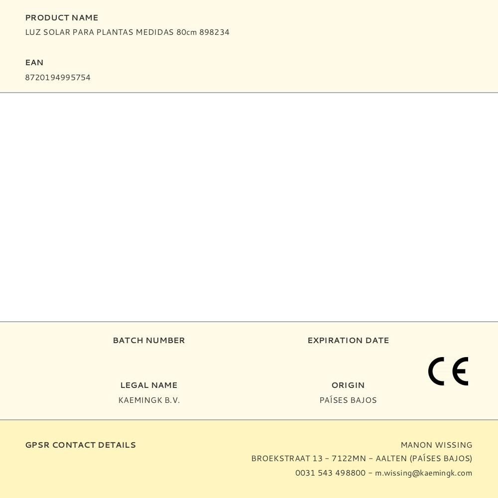 LUZ SOLAR PARA PLANTAS MEDIDAS 80cm 898234 gallery 1