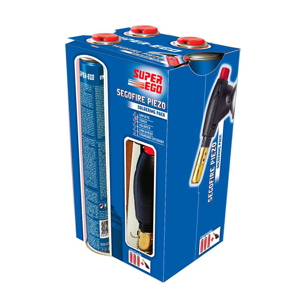 PACK SOPLETE SEGOFIRE PIEZO + 3 BOTELLAS. MULTIGAS 300 600ml SUPER EGO gallery 2